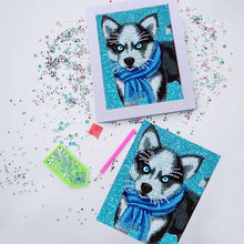 Afbeelding in Gallery-weergave laden, Diamond Painting Kit 5D met Husky Design en Fotolijst