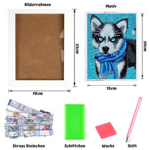 Afbeelding in Gallery-weergave laden, Diamond Painting Kit 5D met Husky Design en Fotolijst