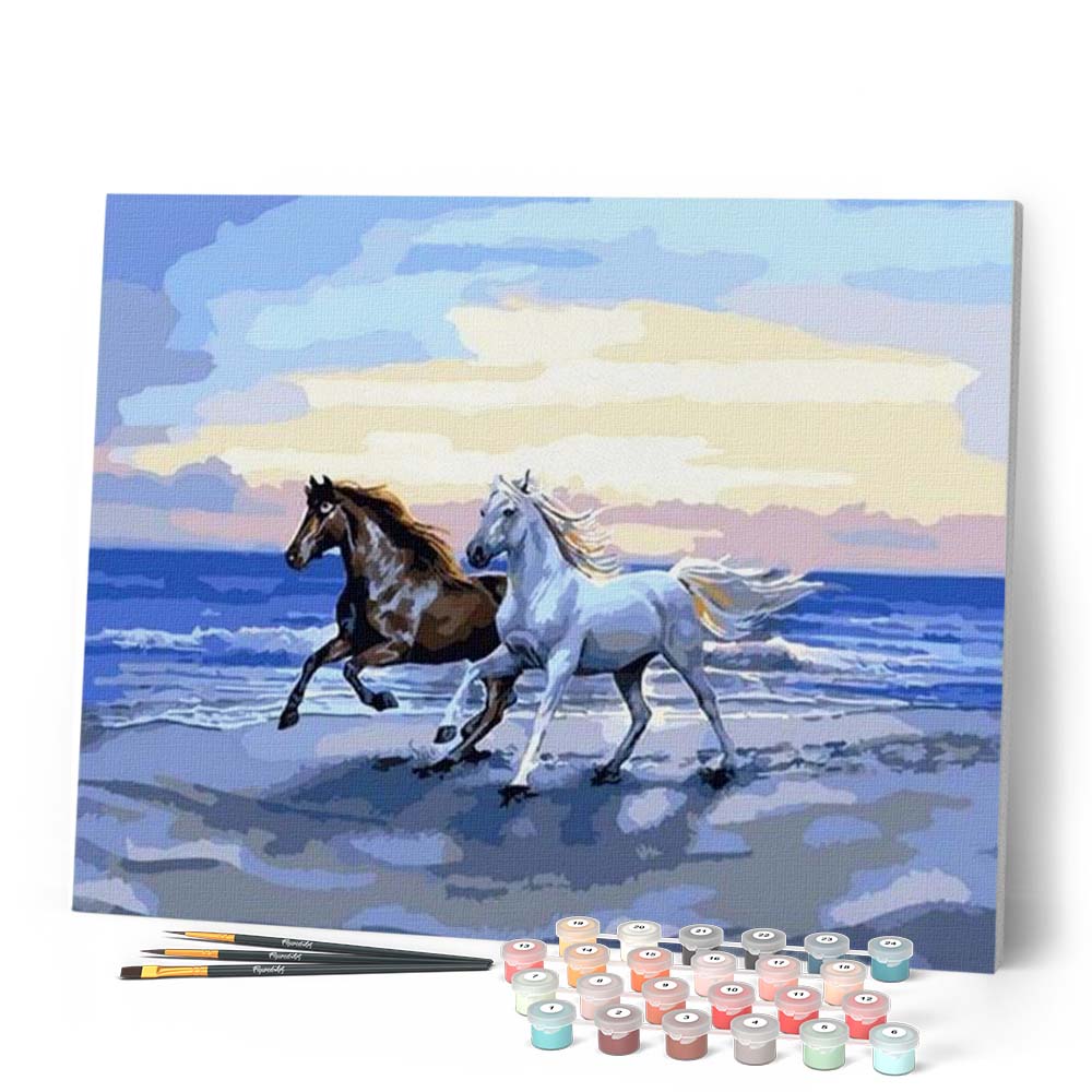 Figured'Art Schilderen op Nummer Volwassenen canvas IJsje op het strand Figured'Art Schilderen op Nummer Volwassenen canvas IJsje op het strand