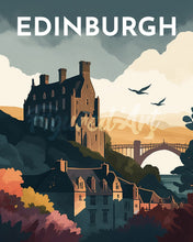 Afbeelding in Gallery-weergave laden, Diamond Painting - Reisposter Edinburgh reeds ingelijst