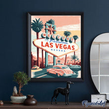 Afbeelding in Gallery-weergave laden, Diamond Painting - Reisposter Las Vegas reeds ingelijst