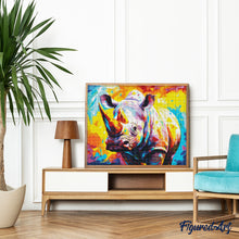 Afbeelding in Gallery-weergave laden, Diamond Painting - Kleurrijke Abstracte Neushoorn