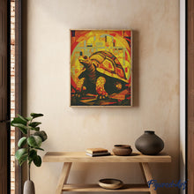 Afbeelding in Gallery-weergave laden, Diamond Painting - Schildpad Art Deco reeds ingelijst