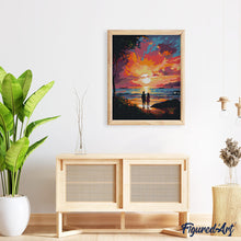 Afbeelding in Gallery-weergave laden, Diamond Painting - koppel en Kleurrijke Zonsondergang reeds ingelijst