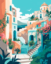 Afbeelding in Gallery-weergave laden, Diamond Painting - Santorini in Bloei