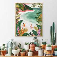 Afbeelding in Gallery-weergave laden, Diamond Painting - Tropische baai reeds ingelijst