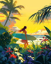 Afbeelding in Gallery-weergave laden, Diamond Painting - Surfer bij zonsondergang