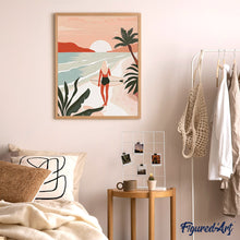 Afbeelding in Gallery-weergave laden, Diamond Painting - Strandwandeling bij zonsondergang