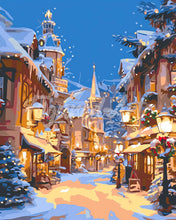 Afbeelding in Gallery-weergave laden, Diamond Painting - Verlicht kerststadje reeds ingelijst