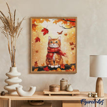 Afbeelding in Gallery-weergave laden, Diamond Painting - Gezellige herfstkat reeds ingelijst