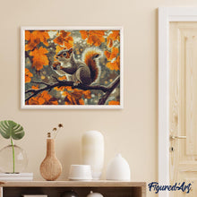 Afbeelding in Gallery-weergave laden, Diamond Painting - Herfst eekhoorn reeds ingelijst