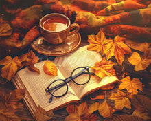 Afbeelding in Gallery-weergave laden, Diamond Painting - Herfst thee en boek reeds ingelijst