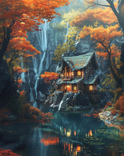 Afbeelding in Gallery-weergave laden, Diamond Painting - Herfsthut bij de waterval
