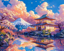 Afbeelding in Gallery-weergave laden, Diamond Painting - Tempeluitzicht met de Mount Fuji