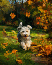 Afbeelding in Gallery-weergave laden, Diamond Painting - Vrolijke pup in de herfst