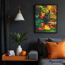 Afbeelding in Gallery-weergave laden, Diamond Painting - Zwarte kat in de herfst