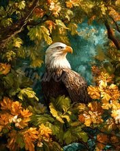 Afbeelding in Gallery-weergave laden, Diamond Painting - Adelaar tussen gouden bladeren