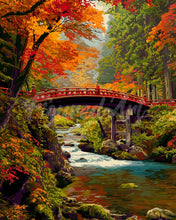 Afbeelding in Gallery-weergave laden, Diamond Painting - Rode brug in Japan in de herfst