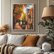 Afbeelding in Gallery-weergave laden, Diamond Painting - Rivierdorp in de herfst