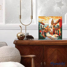 Afbeelding in Gallery-weergave laden, Mini Diamond Painting 25x25 cm - Zonnige dorpskerk