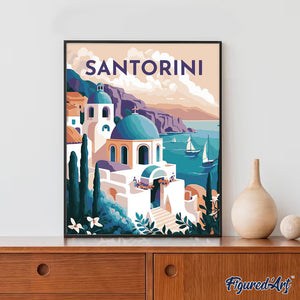 Schilderen op Nummer - Reisposter Santorini