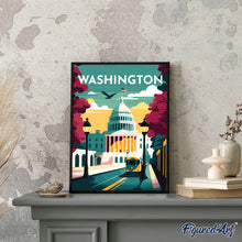 Afbeelding in Gallery-weergave laden, Diamond Painting - Reisposter Washington