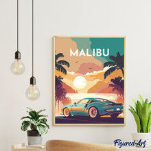 Afbeelding in Gallery-weergave laden, Schilderen op Nummer - Reisposter Malibu