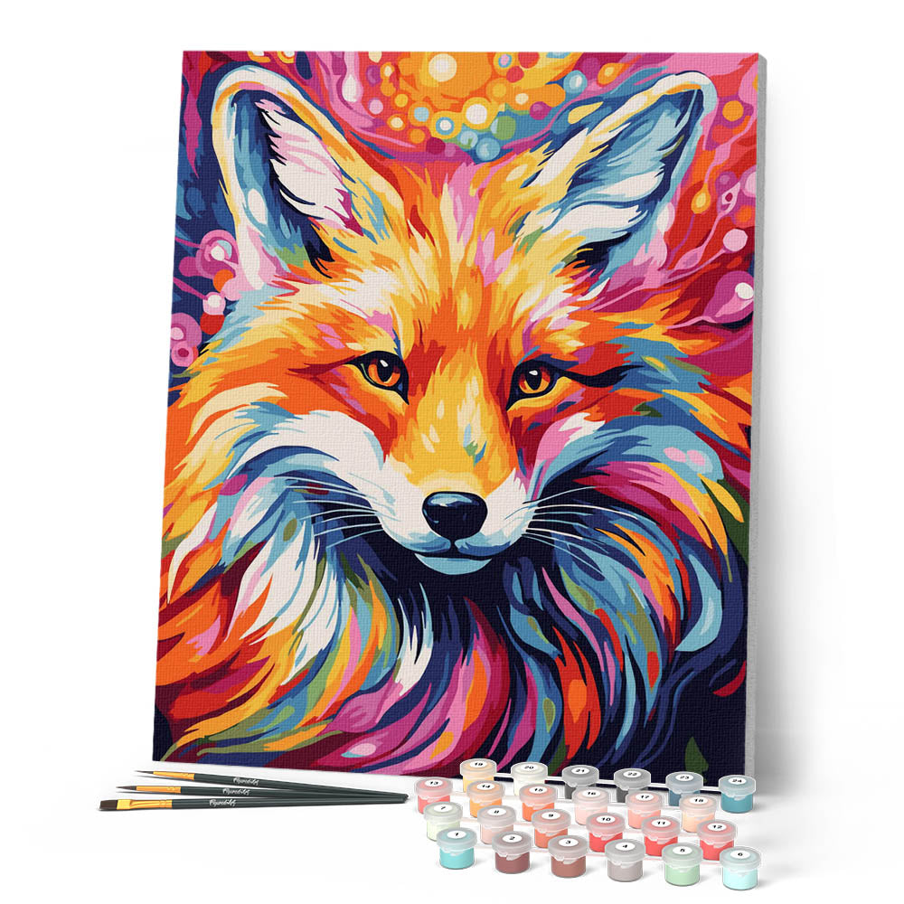 KOMKING doe-het-zelf, verf op nummer voor kinderen en volwassenen met frame, acryl schilderen verf op nummer kits op canvas, kleurrijke kat 30,5 x 40,6 cm (12 x 16 inch