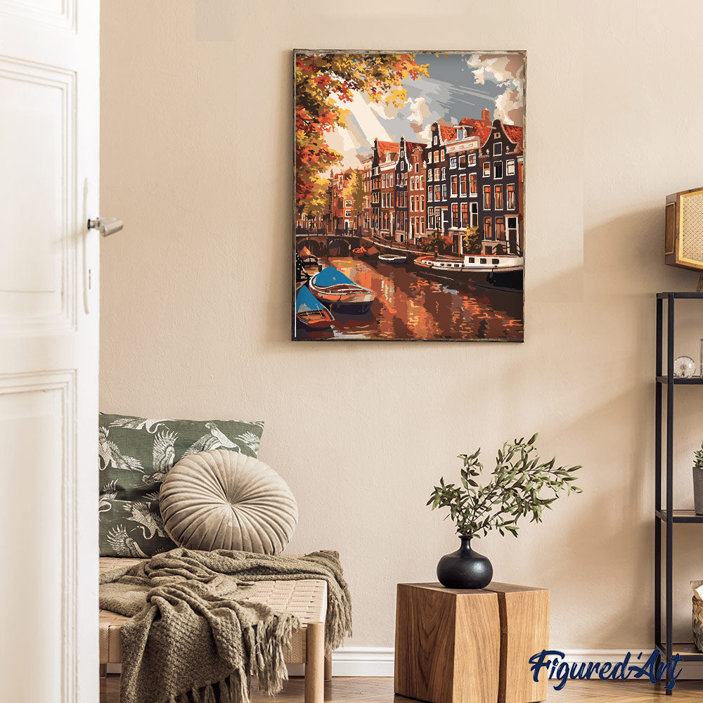 Figured'Art Schilderen op Nummer Volwassenen canvas Reisposter Florence- Handwerk acrylverf Kit DIY Compleet - 40x50cm zonder frame