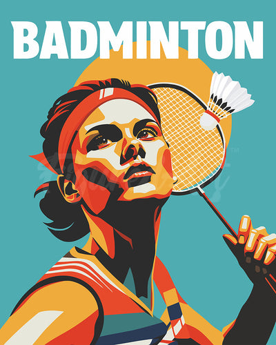 Schilderen op Nummer - Sportaffiche Badminton