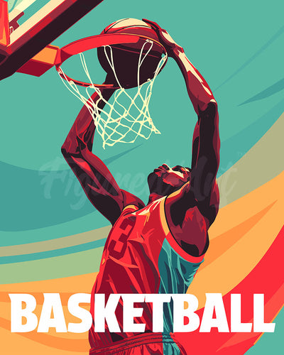 Schilderen op Nummer - Sportaffiche Basketbal