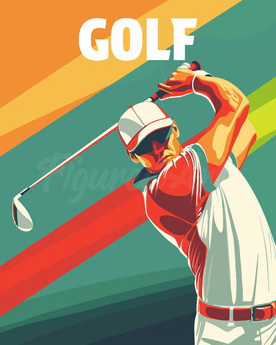 Schilderen op Nummer - Sportaffiche Golf