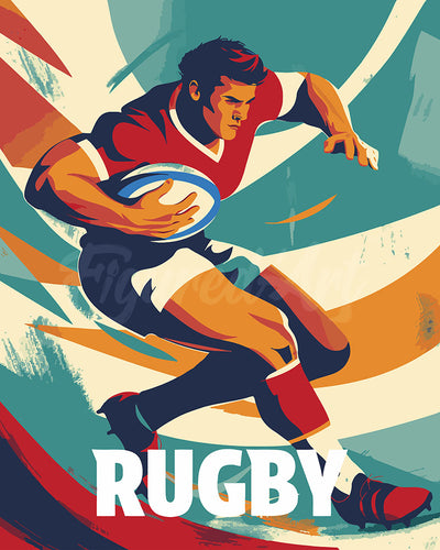 Schilderen op Nummer - Sportaffiche Rugby