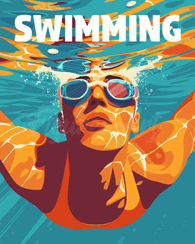 Schilderen op Nummer - Sportaffiche Zwemmen