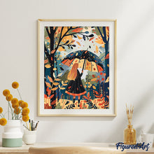 Afbeelding in Gallery-weergave laden, Schilderen op Nummer - Meisje met paraplu in de herfst