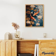 Afbeelding in Gallery-weergave laden, Schilderen op Nummer - Vintage Koi Karper en Bloemen