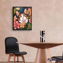 Afbeelding in Gallery-weergave laden, Schilderen op Nummer - Kat met tropische bloemen