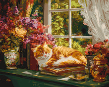 Afbeelding in Gallery-weergave laden, Schilderen op Nummer - Gezellig Raam met Kat