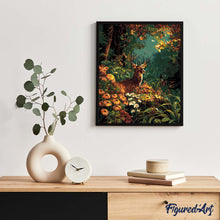 Afbeelding in Gallery-weergave laden, Schilderen op Nummer - Hert tussen herfstbloemen