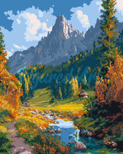 Afbeelding in Gallery-weergave laden, Schilderen op Nummer - Herfststroom in de Alpen
