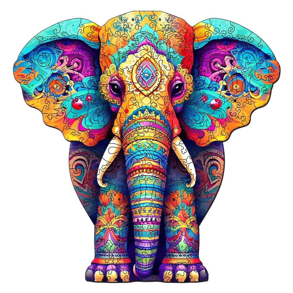 Figured'Art Houten puzzel voor volwassenen en kinderen, 200 stukjes, dieren, kleurrijk hondenportret, origineel design, 29 x 27,5 cm, unieke vorm met