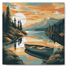 Afbeelding in Gallery-weergave laden, Mini Schilderen op Nummer met Frame - Bergmeer met kano