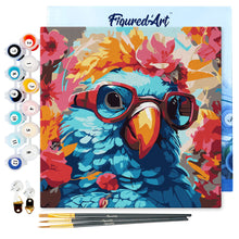 Afbeelding in Gallery-weergave laden, Mini Schilderen op Nummer met Frame - Fantasie papegaai en bloemen