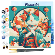 Afbeelding in Gallery-weergave laden, Mini Schilderen op Nummer met Frame - Japanse Kat Prinses