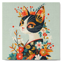 Afbeelding in Gallery-weergave laden, Mini Schilderen op Nummer met Frame - Floral Kat in Kimono
