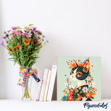 Afbeelding in Gallery-weergave laden, Mini Schilderen op Nummer met Frame - Floral Kat in Kimono