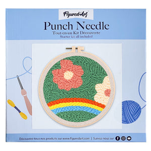 Punch Needle pakket Bloemen over een Regenboog