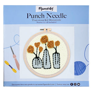 Punch Needle pakket Bloemen in vazen