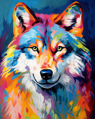 Diamond Painting - Kleurrijke Abstracte Wolf