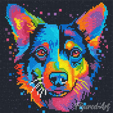 Afbeelding in Gallery-weergave laden, Mini Diamond Painting 25x25 cm - Neon Hond Abstracte Pop-Art